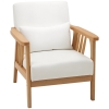 HOMCOM Sillón de Salón Tapizado en Terciopelo con Cojín y Patas de Madera de Caucho para Oficina 68x75x78 cm Crema