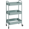 HOMCOM Three-Tier Steel Storage Trolley - Light Blue