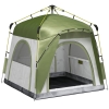 Outsunny Tente de camping pop-up 3 personnes, dôme familiale avec 4 portes, 4 fenêtres et sac de transport – Vert et gris