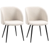 HOMCOM Lot de 2 chaises de salle à manger avec dossier en tissu effet laine boucleé pieds en acier 55 x 62 x 80 cm beige noir