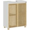 HOMCOM Mueble bajo lavabo baño - armario con puertas caladas en bambú, 60x30x75 cm, efecto madera natural