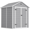 Outsunny Tuinschuur, Gereedschapsschuur met Bodem, Afsluitbare Deuren, Ventilatieopeningen, Venster, Houtlook, Kunststof, Grijs