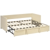 HOMCOM Cadru de pat canapea extensibilă 2 în 1, canapea 2 locuri și pat dublu, compatibilă cu două saltele de 90 x 190 cm