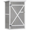 Outsunny Wooden Garden Storage Shed, Garden Shed Tool Cabinet Organiser with Shelves, 75 x 56 x115cm, Grey