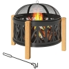 Outsunny Braséro 2-en-1 Ø75 x 58 cm Feu de camp avec pare-étincelles Crochet de poker Noir