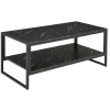 HOMCOM Coffee Table with Storage, 2-Tier Centre Table with Faux Marble Table Top, Bottom Shelf and Metal Frame, Modern Style Living Room Table, Black