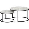 HOMCOM Set of Two Marble-Effect Stacking Tables - Wood Grey