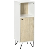 kleankin Mobile Bagno con Ripiano Aperto e Armadietto con Anta in Legno, 31.5x30x91cm, Quercia e Bianco