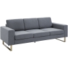 HOMCOM Divano a 3 Posti Relax Salotto con Cuscini 200 × 82 × 78cm Tessuto di Lino Grigio