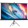 HOMCOM Tela de Projeção Manual com Suporte 100 Polegadas Portátil Formato 16:9 com Altura Ajustável 235,8x8x136 cm Branco e Preto