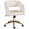 HOMCOM Chaise de Bureau Pivotante avec Revêtement en Velours, Fauteuil de Bureau Réglable en Hauteur, Fonction d'Inclinaison, Crème