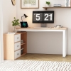 Bureau simple avec trois tiroirs et deux compartiments ouverts, 147x100x75,3 cm, Couleur naturelle