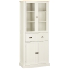 HOMCOM Freestanding Kitchen Cupboard, 5-tier Storage Cabinet with Adjustable Shelves and Drawer, Cream White