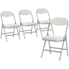 HOMCOM 4-Piece Padded Folding Chairs Set, Foldable Chairs with Cord Upholstery, Backrest, Metal Frame, Cream White