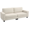 HOMCOM 3-seater sofa with corduroy cover, living room sofa with coil springs, up to 400 kg, 227 x 84 x 87 cm, Cream white