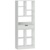 HOMCOM Bookshelf, Multipurpose Shelf, 9 Compartments, Drawer, Anti-tip, 60 x 26 x 158 cm, White