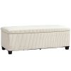 HOMCOM Storage Bench, Storage Seat, Cord Design, Steel Frame, Beige