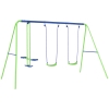 Outsunny Set Altalene da Giardino per 4 Bambini, 1 Altalena Doppia e 2 Altalene Singole, Capacità di peso 45kg (Altalena) 180kg (Totale), 280x140x178cm