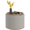 HOMCOM Tabouret Pouf rembourré, Lin, rangement dissimulé, couvercle réversible, 56cm x 56 cm x 42 cm, Gris clair + Naturel