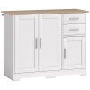HOMCOM Moderne Holzkommode mit 2 Schubladen und 2 Schränken, 100x40x78 cm, Weiß und Holzoptik