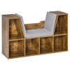 HOMCOM Bücherbank 2-in-1 mit Sitzkissen, Würfelregal mit 6 offenen Fächern, 102 x 30 x 61 cm, Rustikbraun