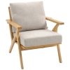 HOMCOM Scandinavian Linen-Look Armchair with Cushions & Rubberwood Legs, 76 x 87 x 88 cm (30 x 34 x 35 in), Beige