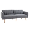 HOMCOM Schlafsofa, 2-Sitzer Stoffsofa, Sofa mit Schlaffunktion, leinenartiges Polyester, Kautschukholz, 173 x 75 x 73 cm, Grau
