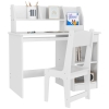 ZONEKIZ Bureau enfant avec chaise ergonomique avec clavier coulissant tiroir niches et étagères ouvertes 90 x 45 x 90 cm blanc