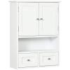 kleankin Armario de Pared para Baño Armario Colgante de Baño con 2 Puertas y 2 Cajones para Cocina 50,8x17,8x66 cm Blanco