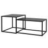 HOMCOM Lot de 2 tables basses gigognes rectangulaires style industriel en acier noir mat