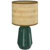 HOMCOM Lámpara de Mesa con Base de Cerámica y Pantalla de Lino Estilo Retro para Dormitorio 40W Verde y Madera Natural