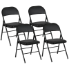 HOMCOM Juego de 4 Sillas Plegables Acolchadas con Respaldo y Estructura de Acero para Salón Comedor Cocina 45x46x78 cm Negro