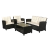 Outsunny Gartenmöbel-Set. 4-tlg., 2 Sessel, 1 Sofa, 1 Couchtisch, abnehmbare Polster, PE-Rattan, Schwarz