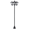 Outsunny Solar Gartenlaterne mit 3 flammig Laterne Mast aus Edelstahl Solarlaterne mit LED 120 Lumen 51,5x47x182,5cm Wegeleuchte IP44 für Garten Balkon Schwarz