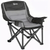 Outsunny Sedia da Campeggio Pieghevole con 2 Portabicchieri e Tasche Laterali, 99x71x103 cm, Grigio e Nero