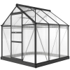 Outsunny Serre de jardin polycarbonate 3,65m² 190 x 192 x 201 cm résistant aux UV fondation renforcé gouttière Gris