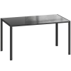 HOMCOM Mesa de Comedor de Cristal Rectangular para 6 Personas con Patas de Metal para Cocina Salón 140x80x75 cm Negro