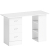 HOMCOM Computer Table, 120cm Home Office Desk, Study Workstation with 3-Tier Storage Shelves and 3 Drawers, White