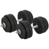 HOMCOM Conjunto de Mancuernas Ajustables de 30kg Juego de Pesas con Discos de 2,5/1,5 kg y Barras de Conexión de 2 kg Kit de Entrenamiento para Gimnasio en Casa