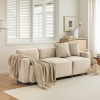 Canapé 3 places moderne avec coussins déco, tissu chenille, 211x67x71 cm, Beige