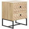 HOMCOM Bedside Table, Modern Nightstand with 2 Drawers, Zig Zag Design, Bedroom Night Table, Natural