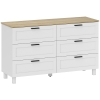 HOMCOM Kommode mit 6 Schubladen, Aufbewahrungsmöbel mit Kiefernholzfüßen, moderner Stil, 120 x 38 x 71 cm, Naturholz und Weiß