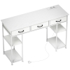 HOMCOM Bureau keukentafel met 2 USB-oplaadpoorten 2 stopcontacten verstelbare planken 3 stoffen lades 120x40x76 cm Wit