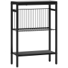 HOMCOM Stolik pomocniczy, 3-poziomowy design, półki w wyglądzie drewna, rama stalowa, Czarny