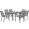 Outsunny Set da Giardino con 6 Sedie Impilabili e Tavolo da Pranzo Rettangolare, Grigio Chiaro
