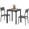 HOMCOM ensemble repas 3 pièces, set table à manger, 1 table, 2 chaises, MDF+métal, gris