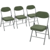 HOMCOM Set van 4 gepolsterde klapstoelen, opvouwbare stoelen met ribfluweelbekleding, rugleuning, metalen frame, groen