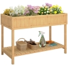 Outsunny Garden Wooden Planters, Rectangular 8 Compartment Plant Stand, Oak Tone