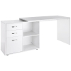 HOMCOM L-Shaped Desk, Computer Corner Desk with Storage Shelf, Drawer, PC Table Home Office Workstation, White