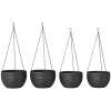 Outsunny Récipients pour plantes d'extérieur et d'intérieur, auto-arrosage, suspensions pour plantes avec chaînes métalliques, 4 pièces, noir